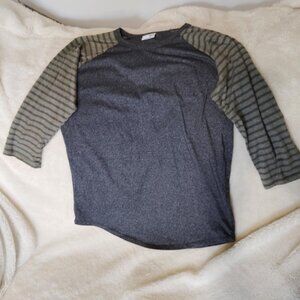 Lularoe Quarter Sleeve Top Dark Gray and Green Size Medium
